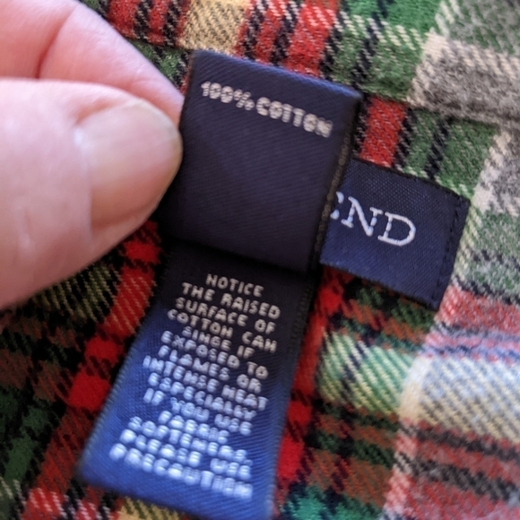 lands END size Medium 15-15.5 Men’s Cotton Flannel Plaid Button Down Shirt - Picture 7 of 7